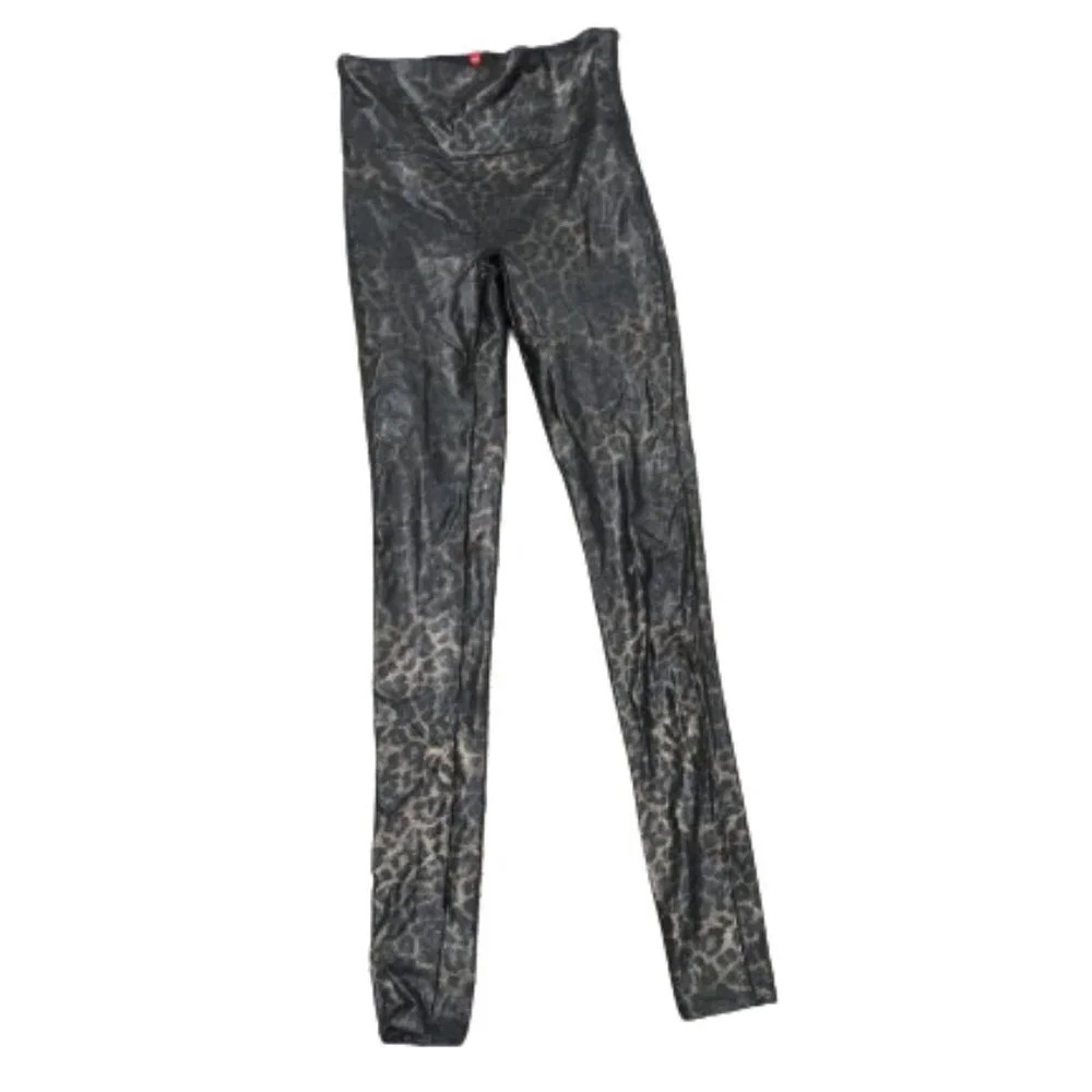 Spanx Leopard print faux leather leggings Size small